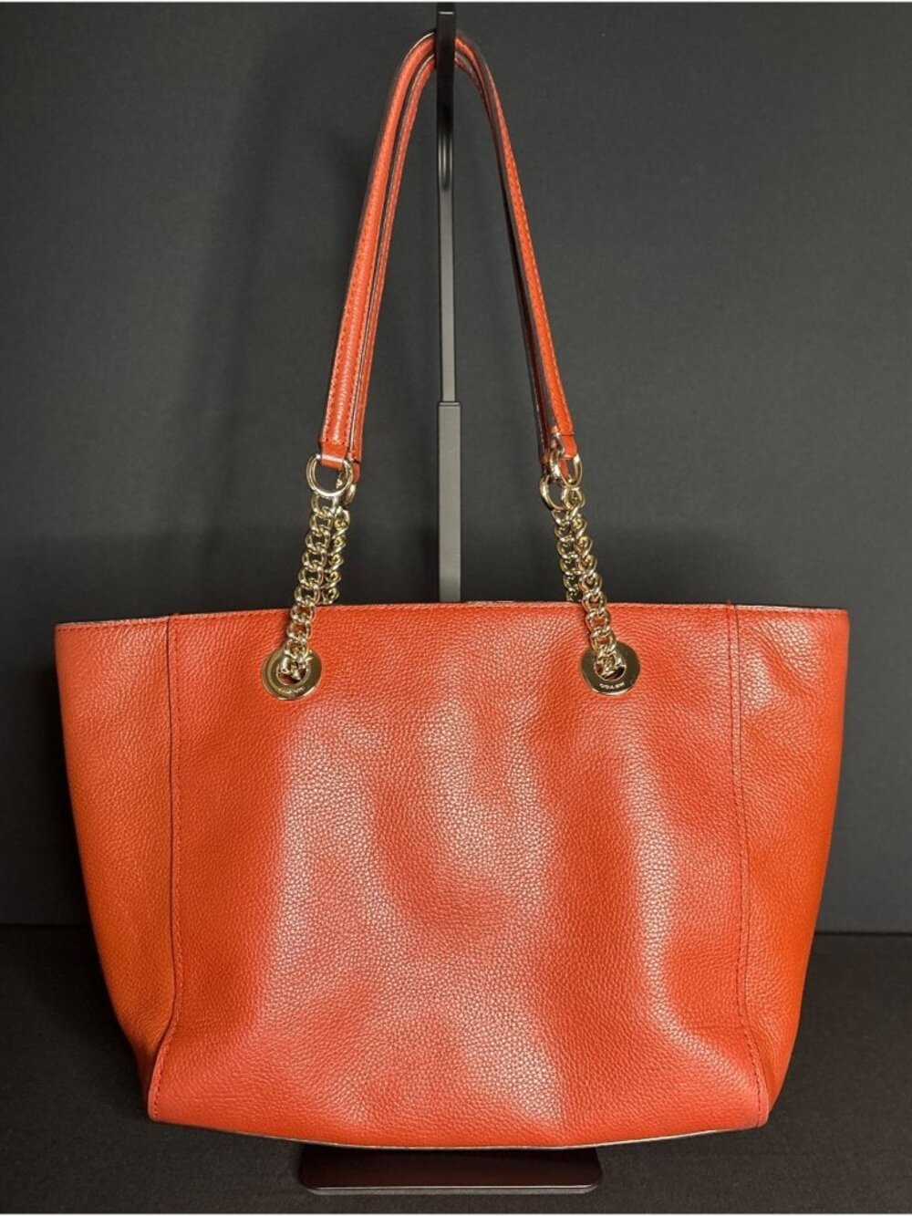Coach NY 57107 Turnlock Gold Chain Pebbled Leather Tote 27 Bag Shoulder Bag - Picture 3 of 16
